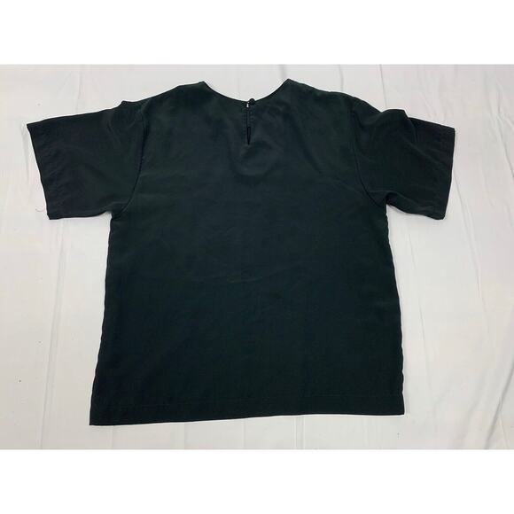 Vintage Ginger Meggs Women’s Short Sleeve Silky Top Chest Pocket Black M - Picture 10 of 11